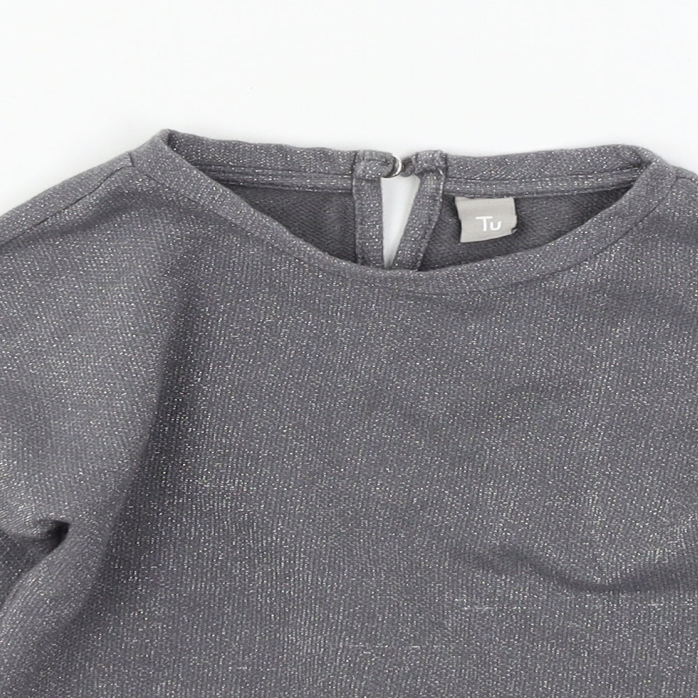 TU Girls Grey  Jersey Pullover Sweatshirt Size 7 Years