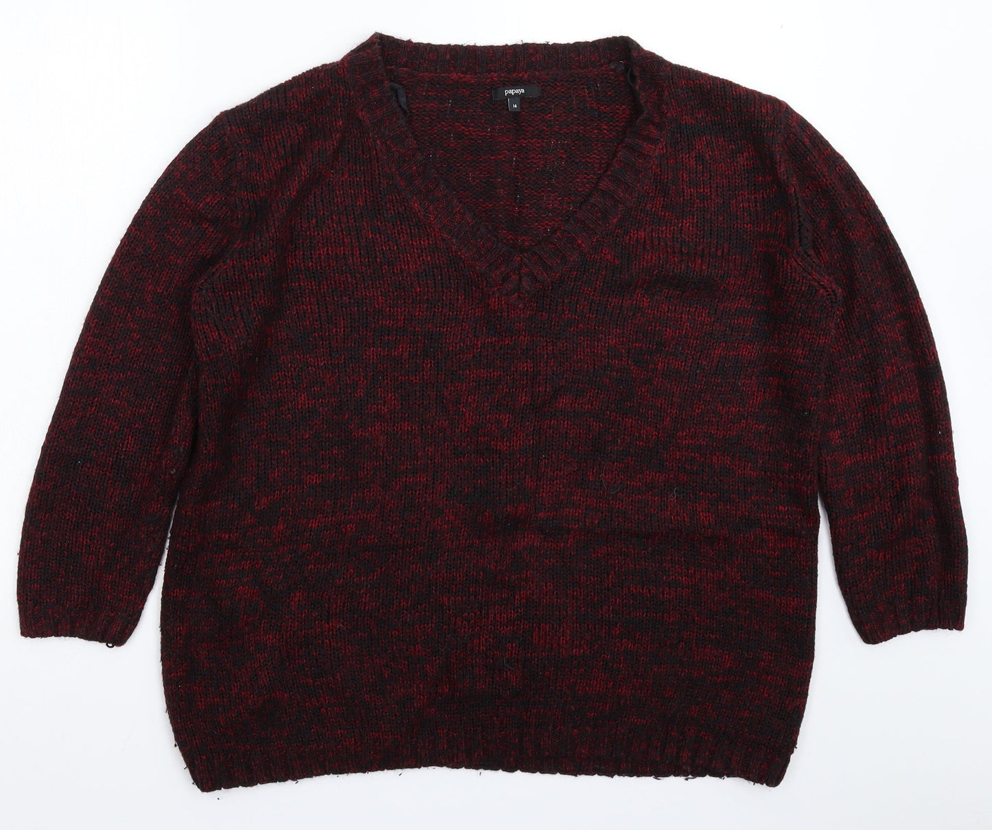 Papaya Womens Red  Knit Pullover Jumper Size 14
