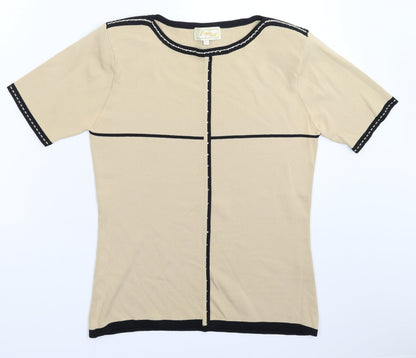 Frank Womens Saul Beige Knit Pullover Jumper Size L
