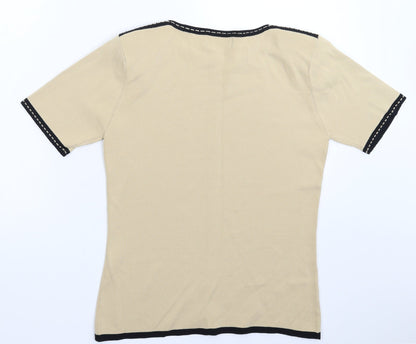 Frank Womens Saul Beige Knit Pullover Jumper Size L