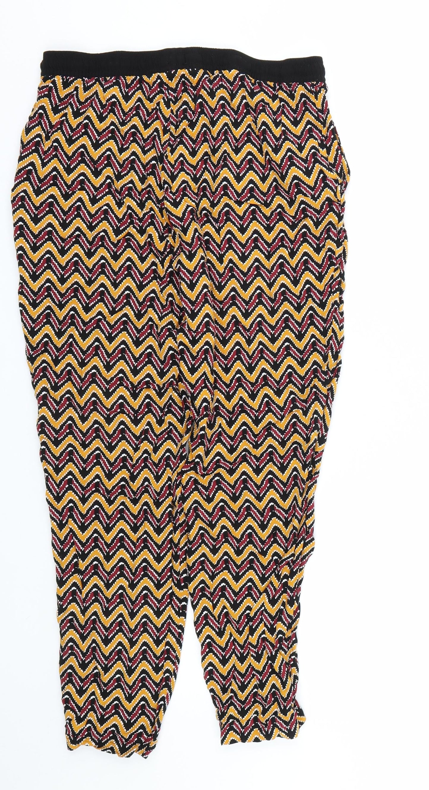 Papaya Womens Yellow Striped  Capri Trousers Size 12 L25 in