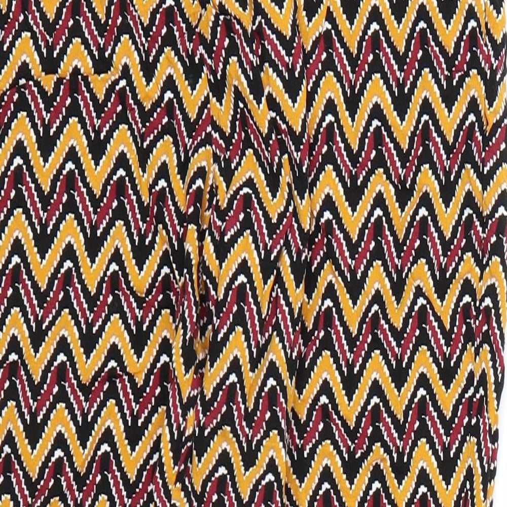 Papaya Womens Yellow Striped  Capri Trousers Size 12 L25 in