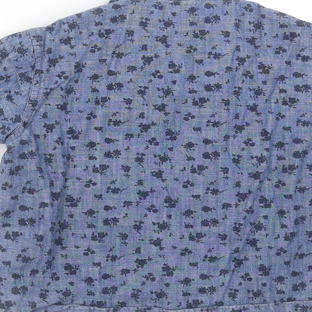 NEXT Boys Blue Floral Denim Basic Button-Up Size 3-4 Years