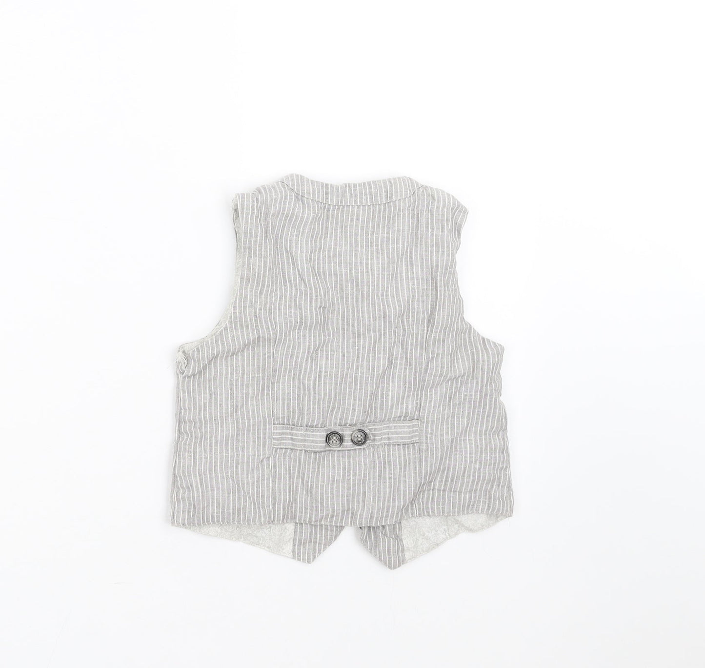 Monsoon Boys Grey Striped  Gilet Waistcoat Size 5 Years