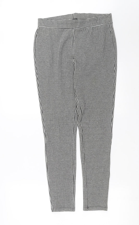 Marks and Spencer Womens Black Geometric  Carrot Trousers Size 10 L28 in