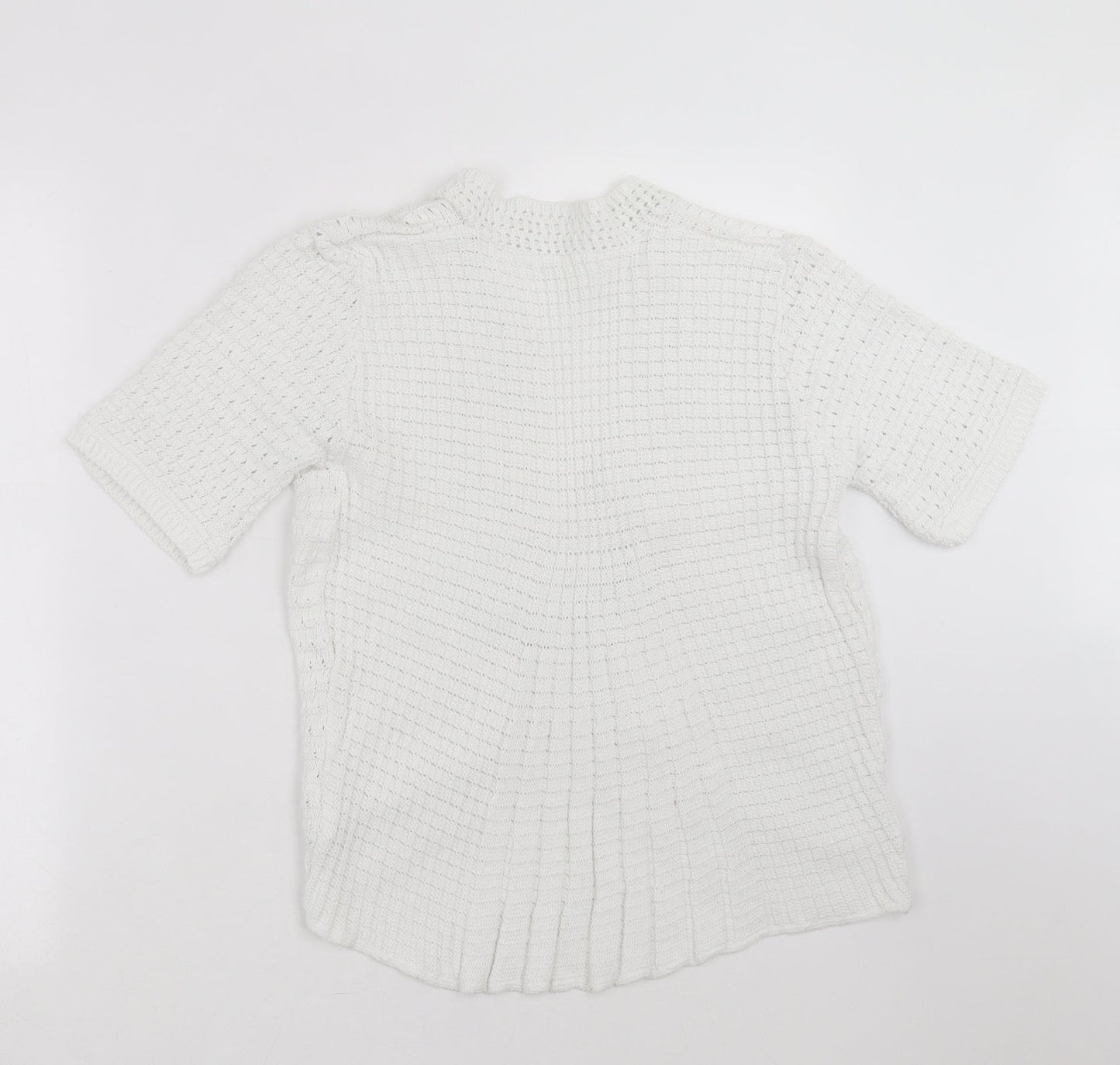 Preworn Womens White Striped Knit Cardigan Jumper Size S