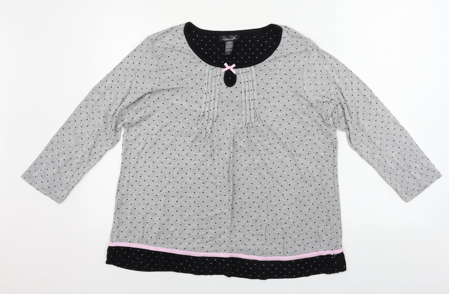 Reve Rofe Womens Grey Polka Dot  Basic Blouse Size L