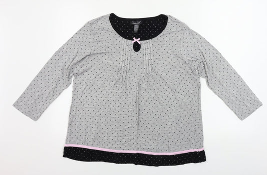 Reve Rofe Womens Grey Polka Dot  Basic Blouse Size L