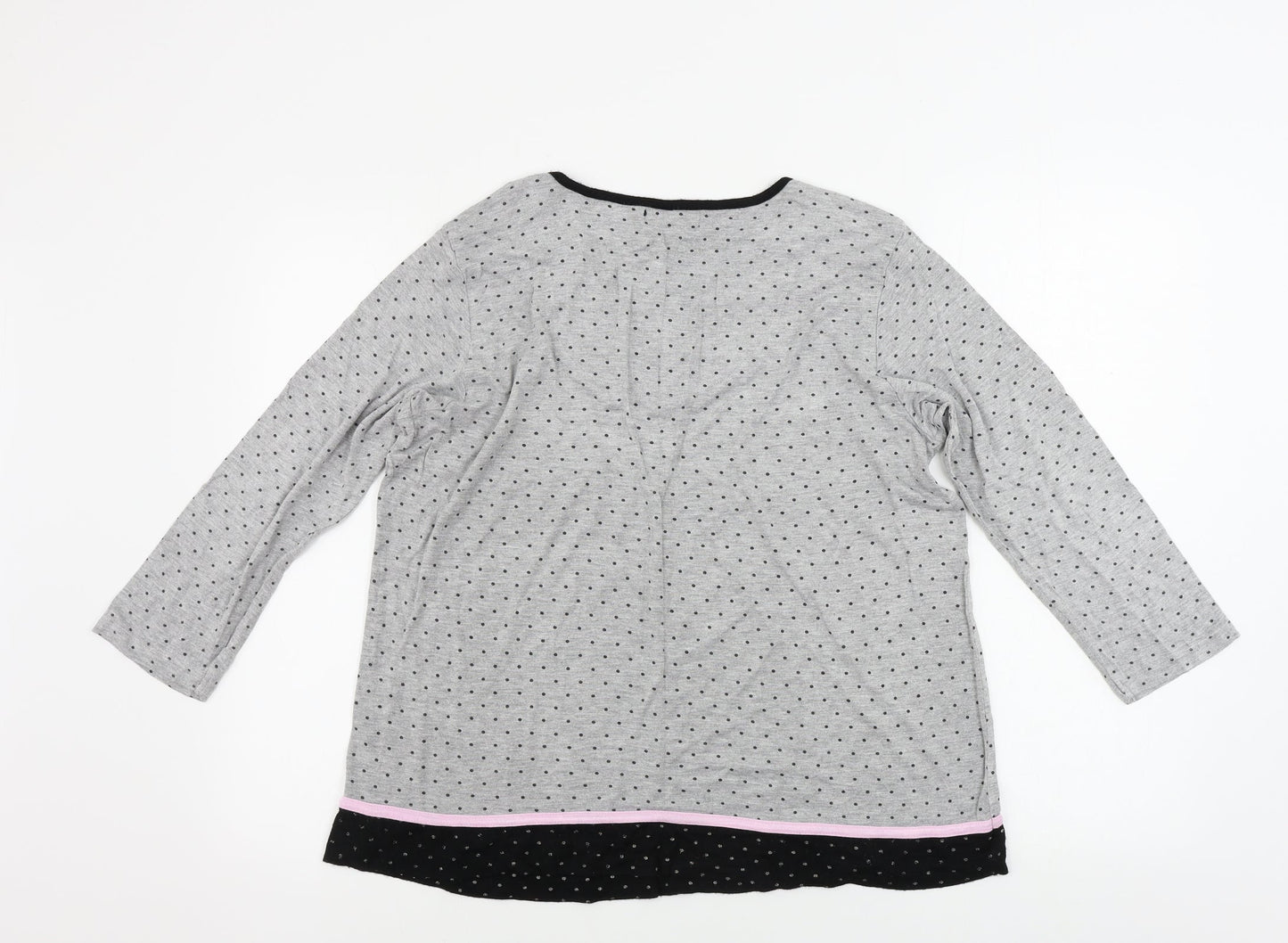 Reve Rofe Womens Grey Polka Dot  Basic Blouse Size L