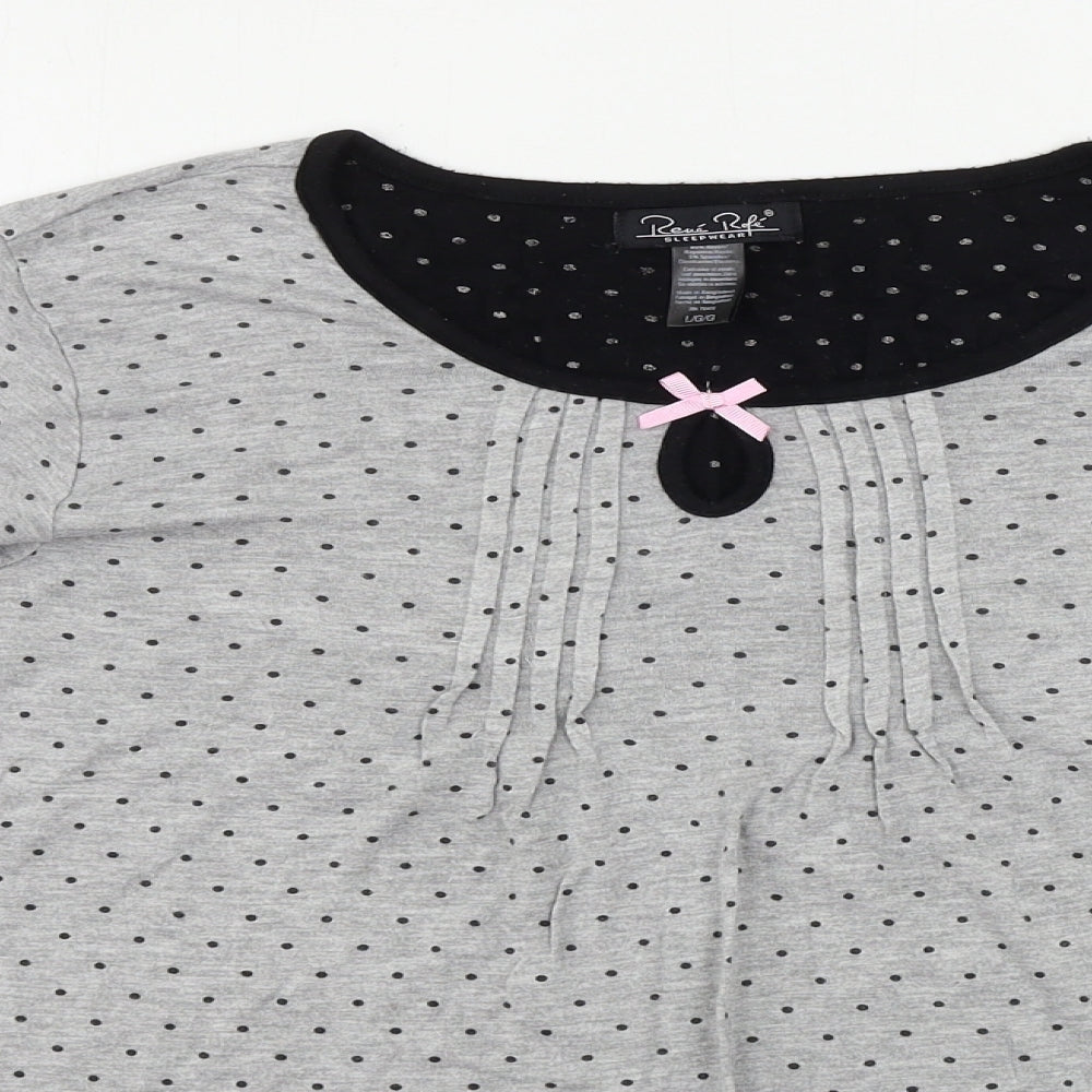 Reve Rofe Womens Grey Polka Dot  Basic Blouse Size L