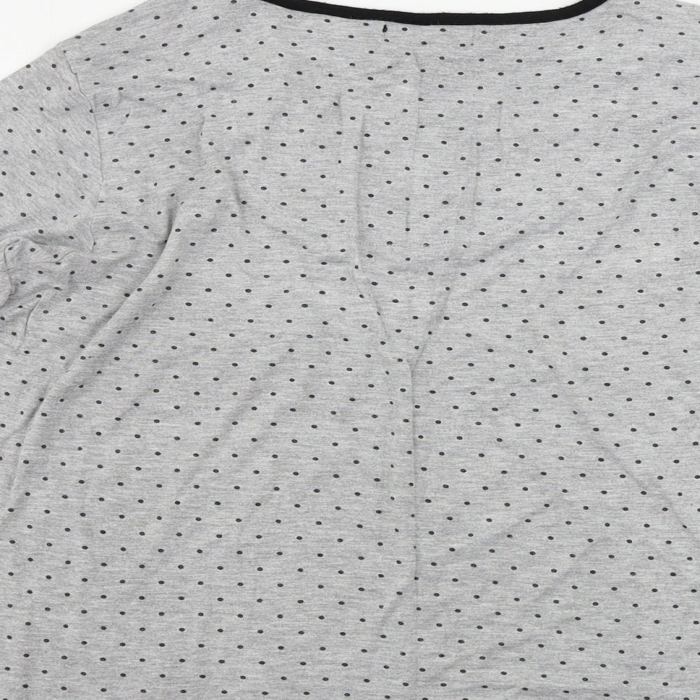 Reve Rofe Womens Grey Polka Dot  Basic Blouse Size L