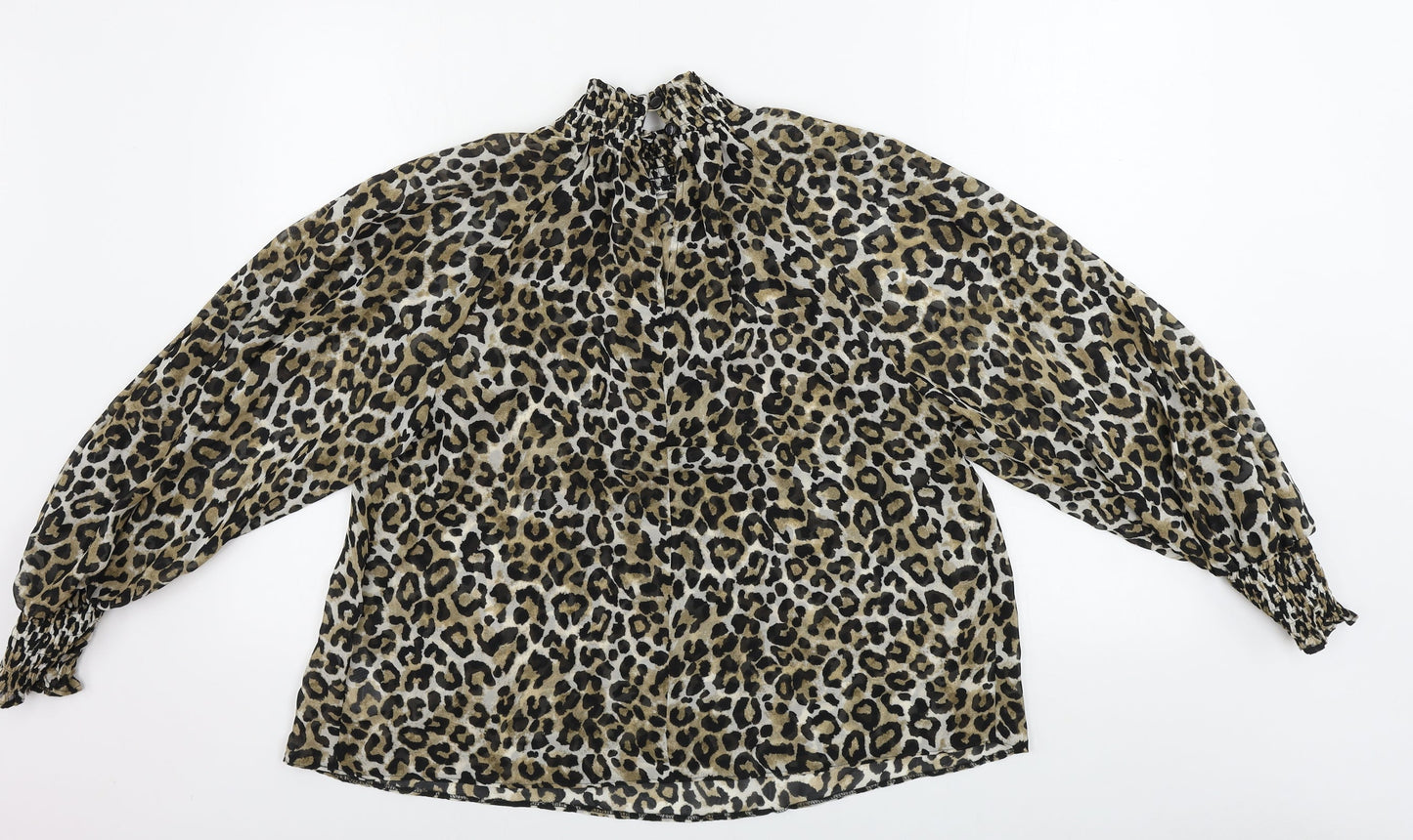 Primark  Womens Beige Animal Print  Basic Blouse Size 10