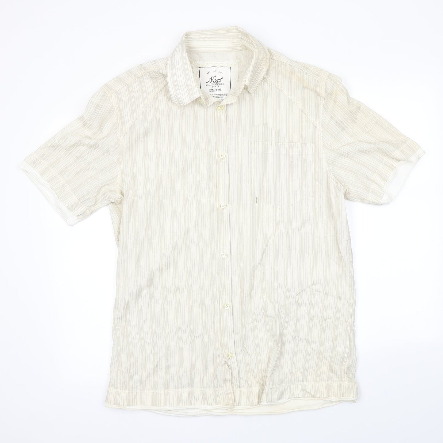 NEXT Mens Beige    Button-Up Size L