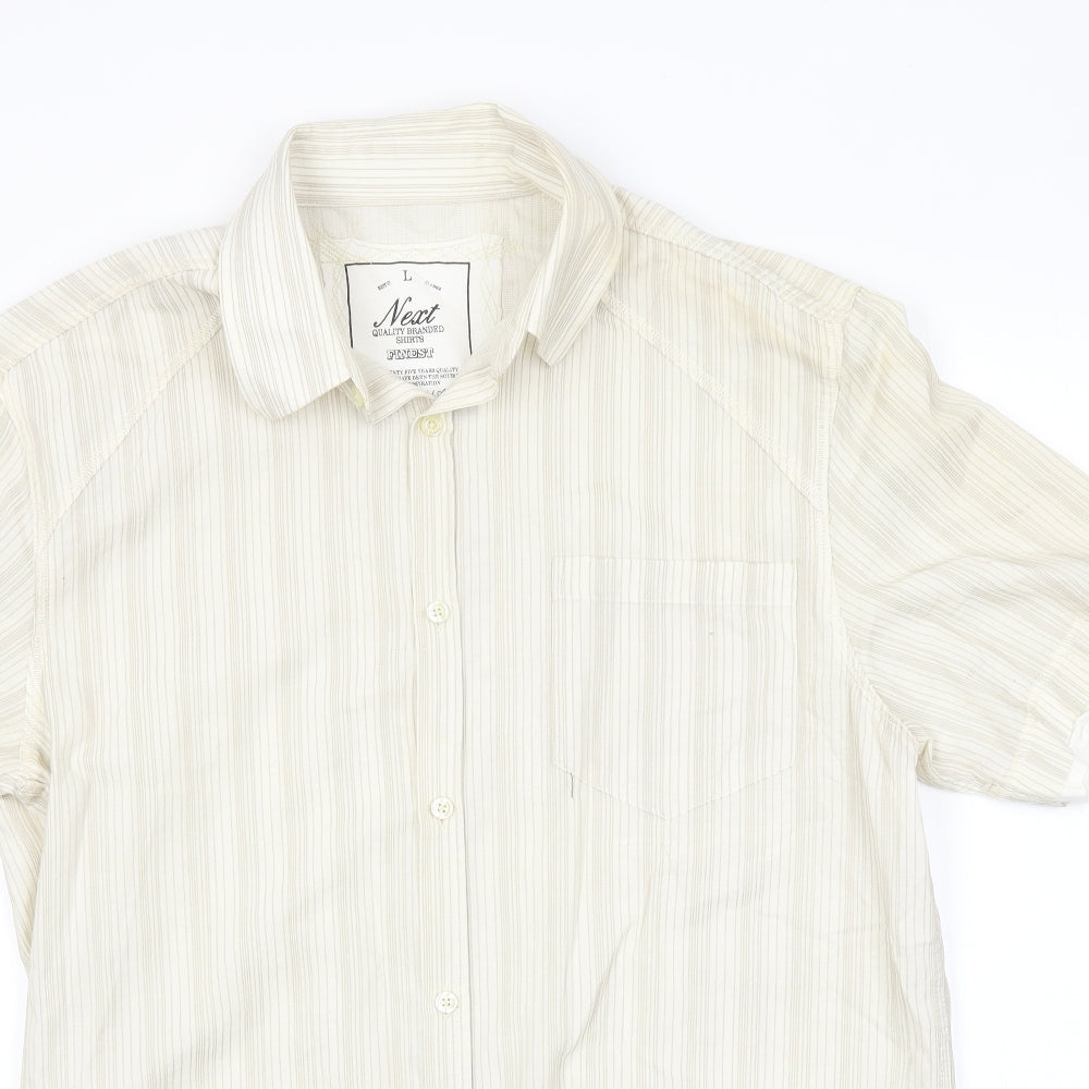 NEXT Mens Beige    Button-Up Size L