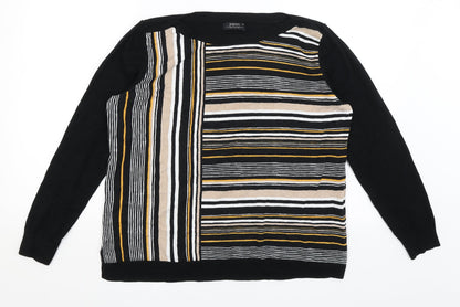 Papaya Womens Black Striped  Pullover Jumper Size L