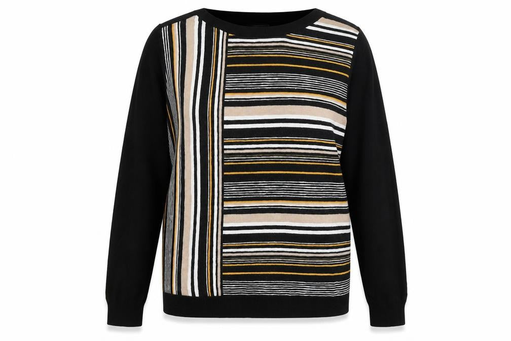Papaya Womens Black Striped  Pullover Jumper Size L