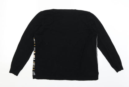 Papaya Womens Black Striped  Pullover Jumper Size L