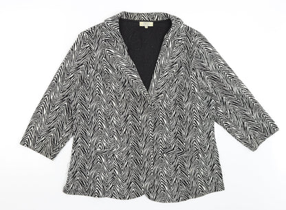 Papaya Womens Black Animal Print  Jacket Blazer Size 20