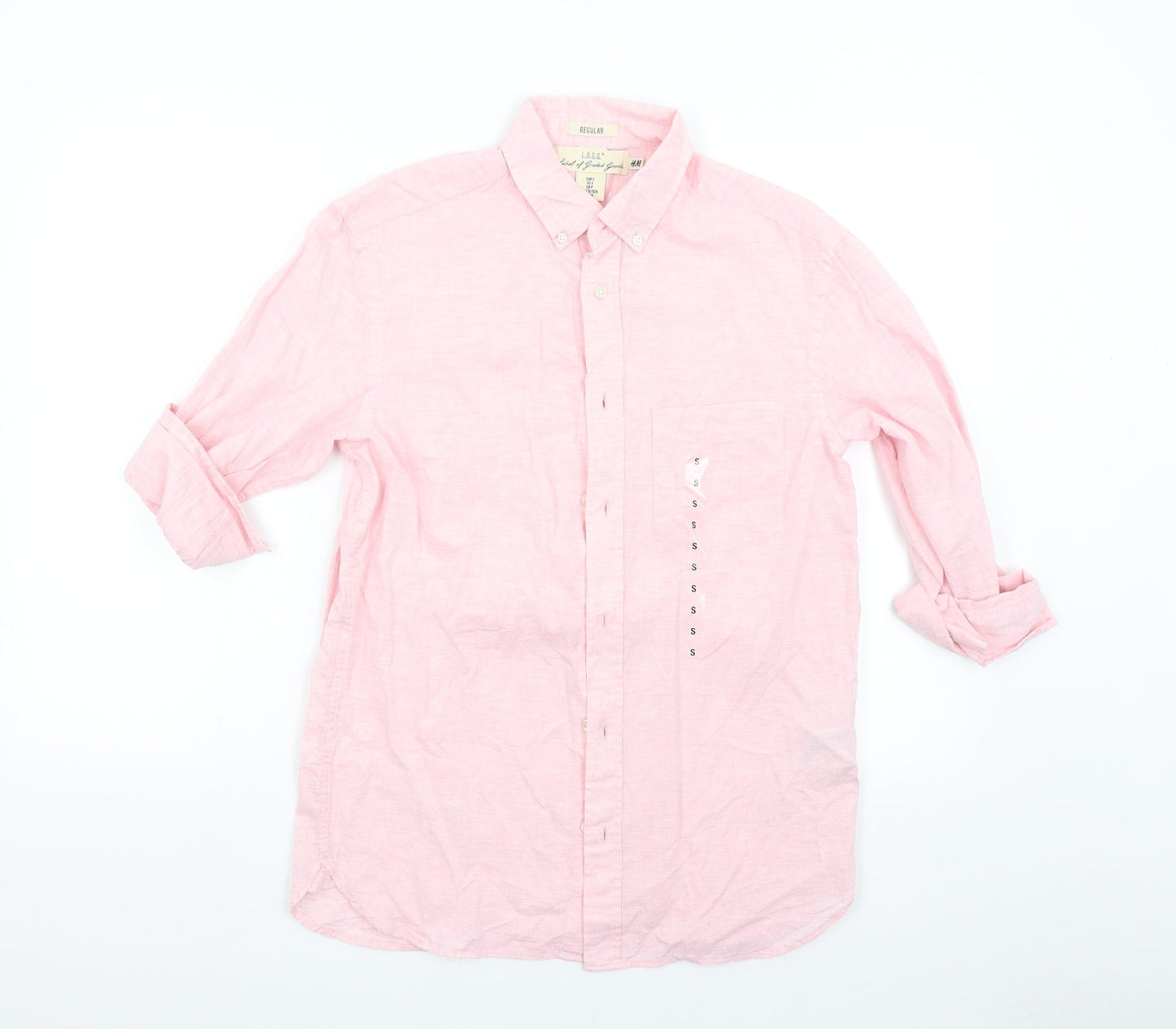 H&M Mens Pink    Button-Up Size S