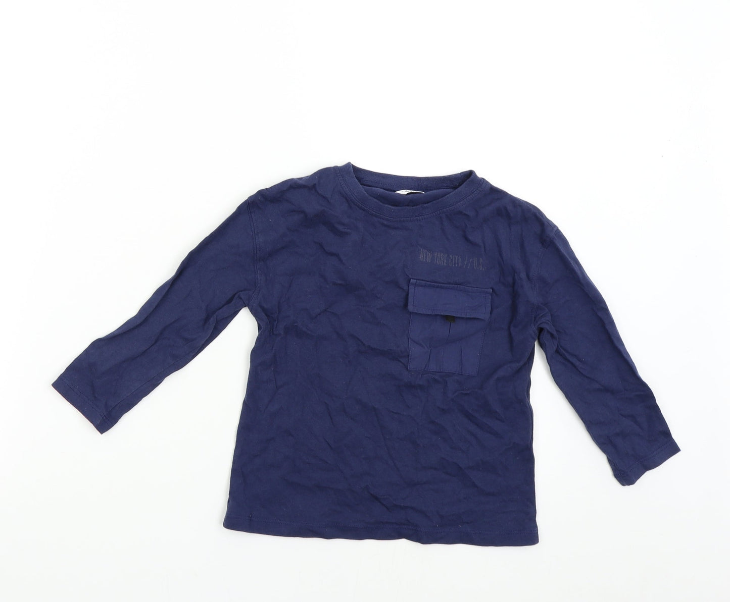 M&Co Girls Blue   Basic T-Shirt Size 4-5 Years