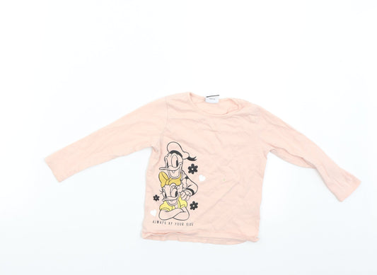 George Girls Pink   Basic T-Shirt Size 2-3 Years  - Disney Donald Duck