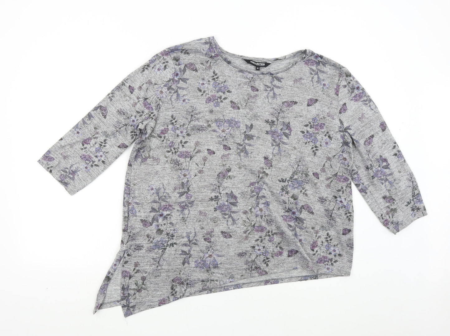 Debenhams Womens Grey Floral  Pullover Jumper Size 16