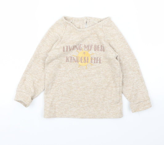 Preloved George Girls Beige   Pullover Jumper Size 2 Years - Front