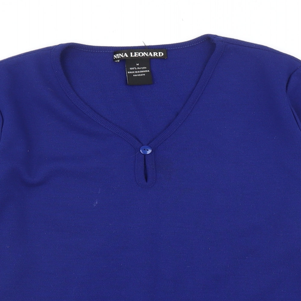 Nina Leonard Womens Blue   Pullover Jumper Size M