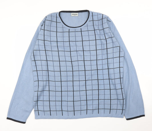 M2M Mens Blue Check  Pullover Jumper Size M