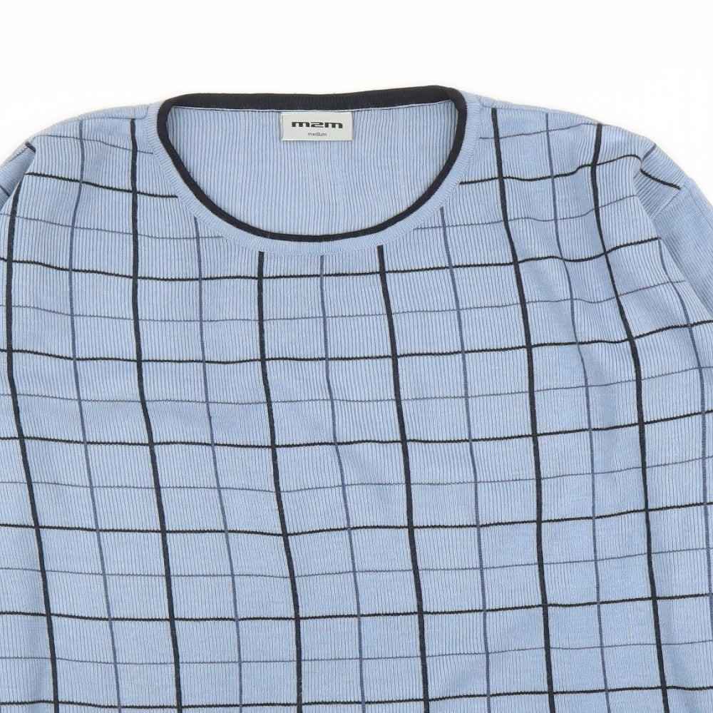 M2M Mens Blue Check  Pullover Jumper Size M