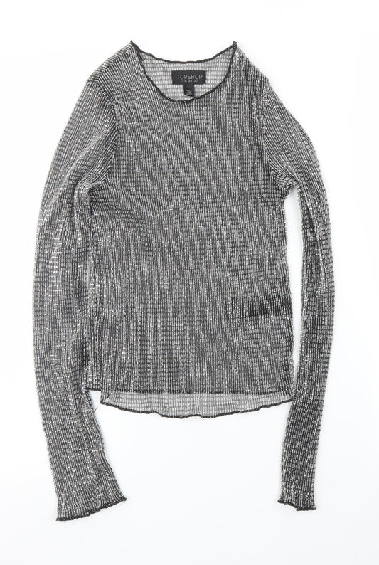 Topshop Womens Silver   Basic Blouse Size 6