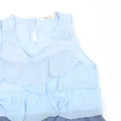 Preloved H&M Girls Blue   Basic Blouse Size 10 Years - Detail
