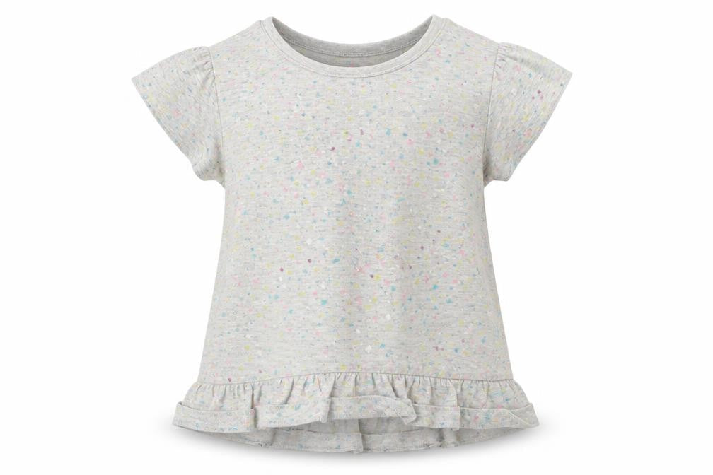 jeff & co Girls Grey Polka Dot  Basic T-Shirt Size 2-3 Years