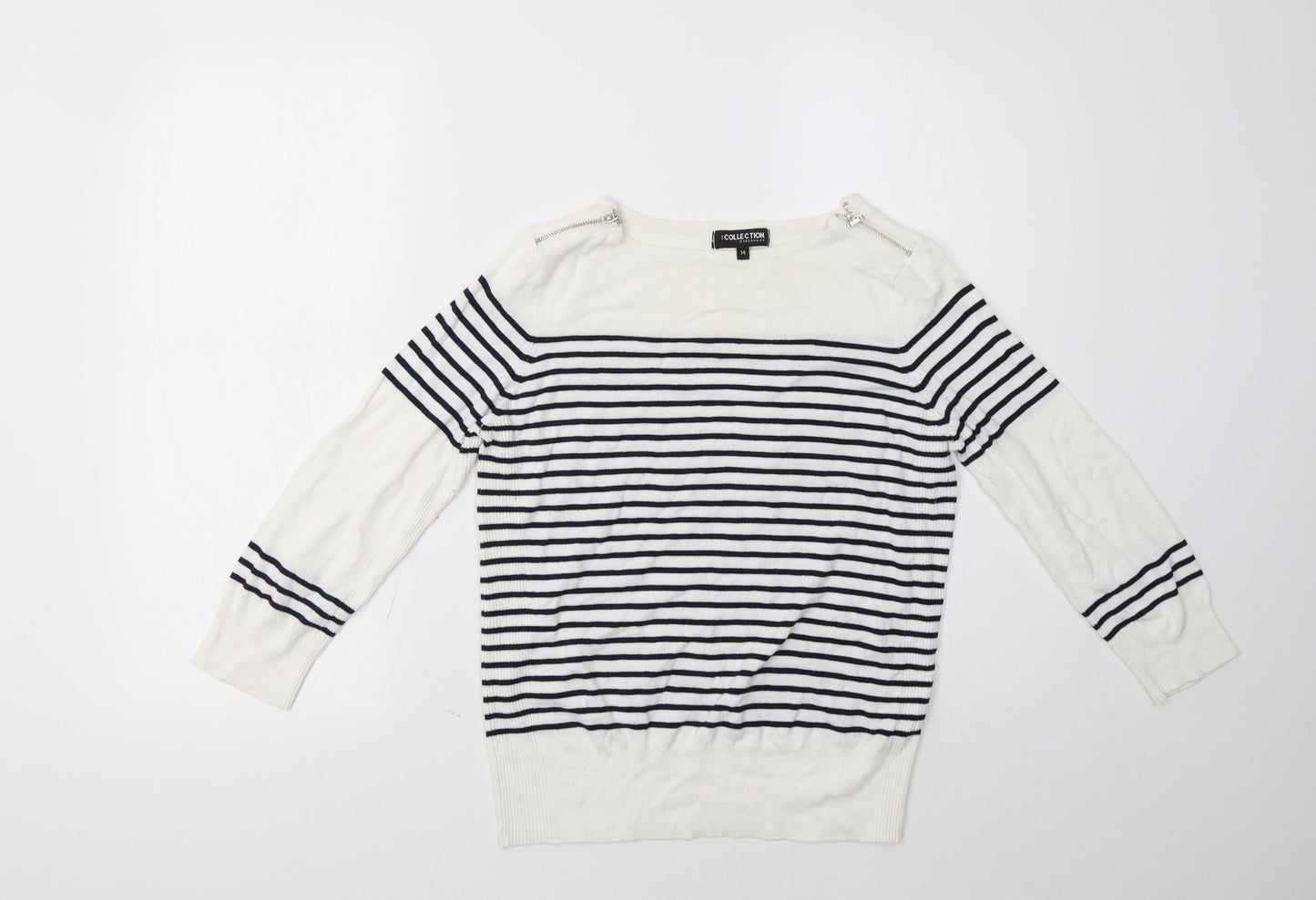 Debenhams Womens Blue Striped  Pullover Sweatshirt Size 14