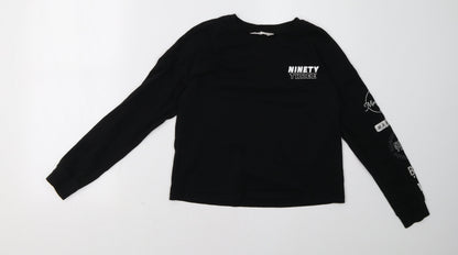 Preloved H&M Girls Black   Pullover Sweatshirt Size 12 Years - Front