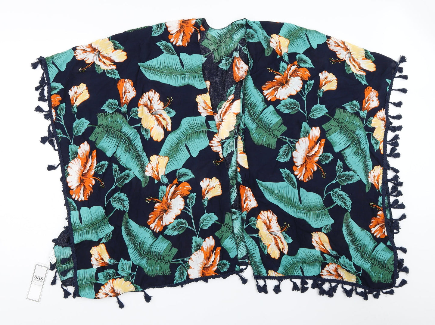 Soul Heart Style Womens Blue Floral  Cardigan Jumper One Size  - beach