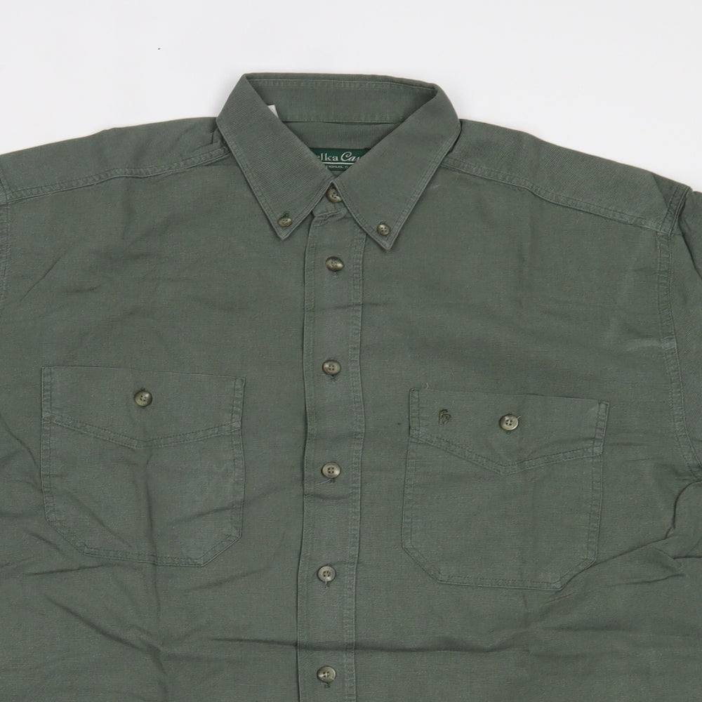 Melka Casual Mens Green    Button-Up Size L