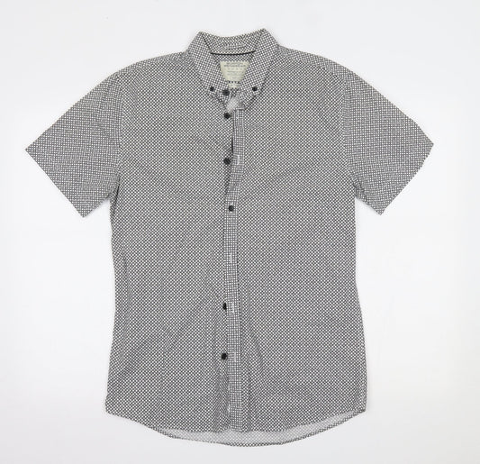 Burton Mens White Polka Dot   Button-Up Size M