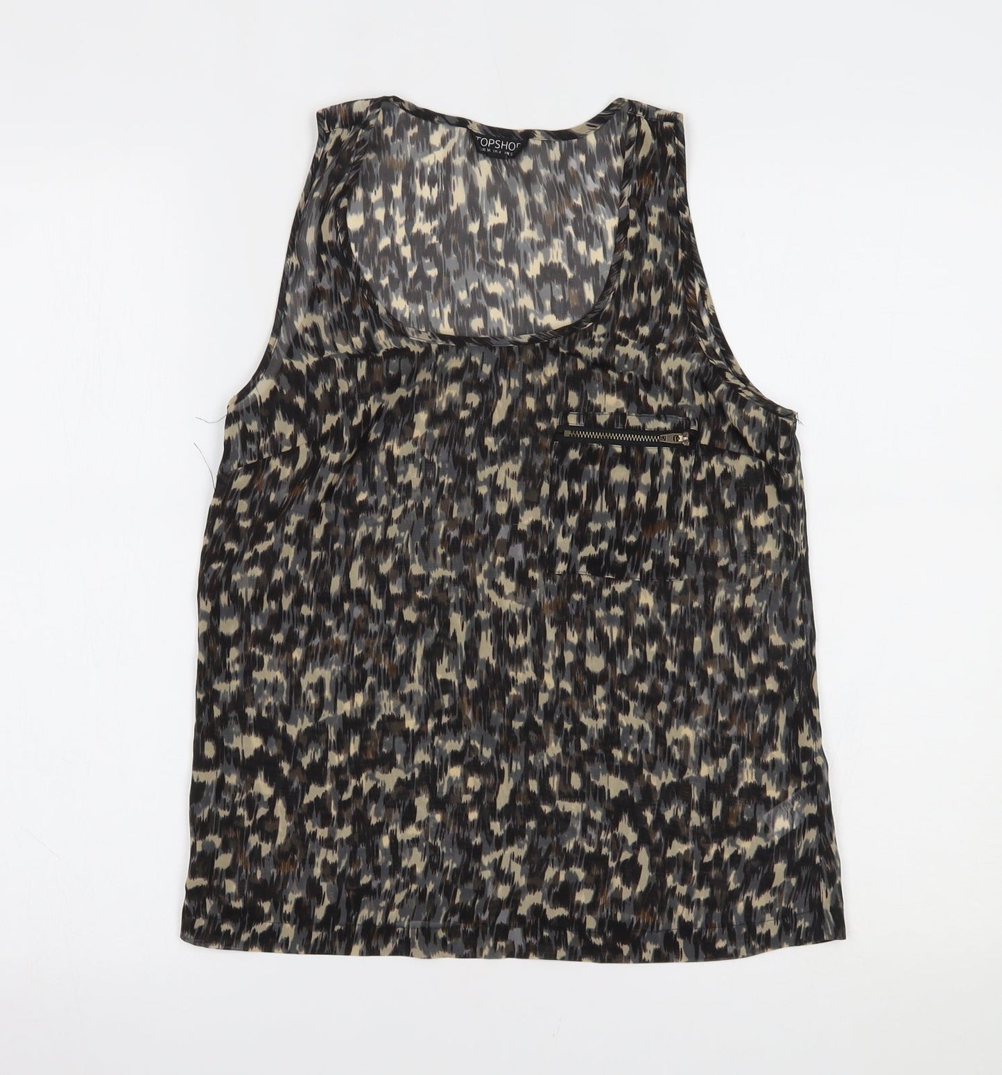 Topshop Womens Brown Animal Print  Basic Tank Size 8