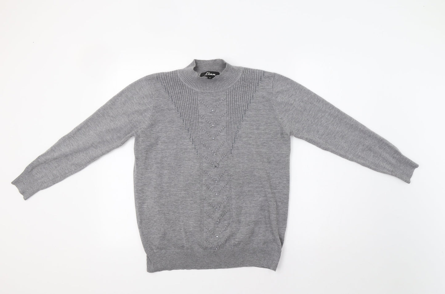Lian Womens Grey   Pullover Jumper Size M  - Sequin Detail