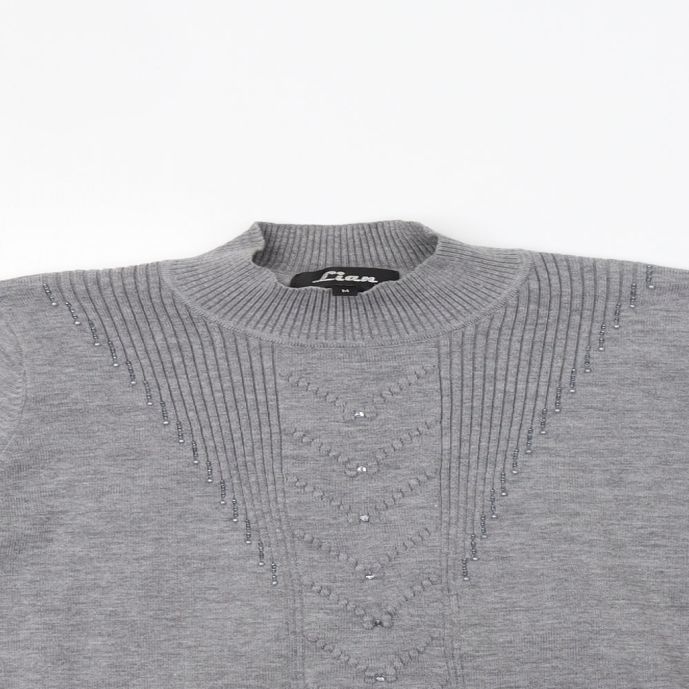 Lian Womens Grey   Pullover Jumper Size M  - Sequin Detail