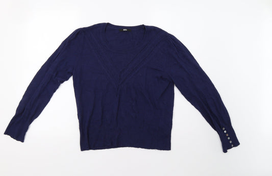 M&S Womens Black   Henley Jumper Size 16