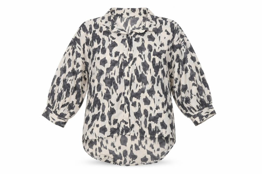 AX P Womens Grey Animal Print  Basic Button-Up Size 10