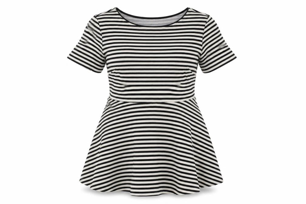 H&M Womens White Striped  Fit & Flare  Size L