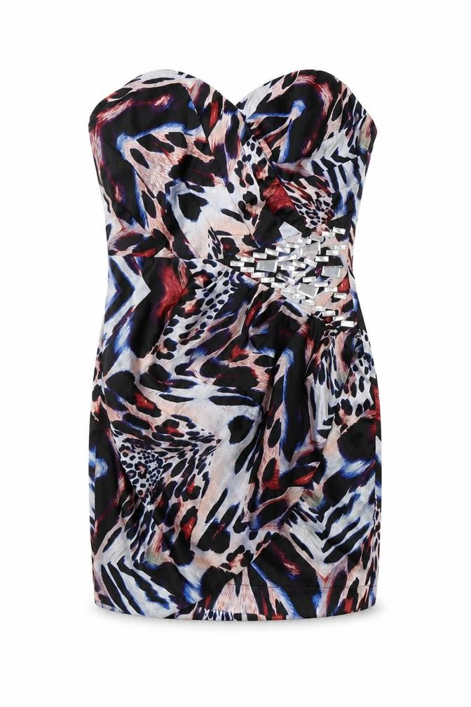 Lipsy Womens Multicoloured Animal Print  Mini  Size 10  - Embellished