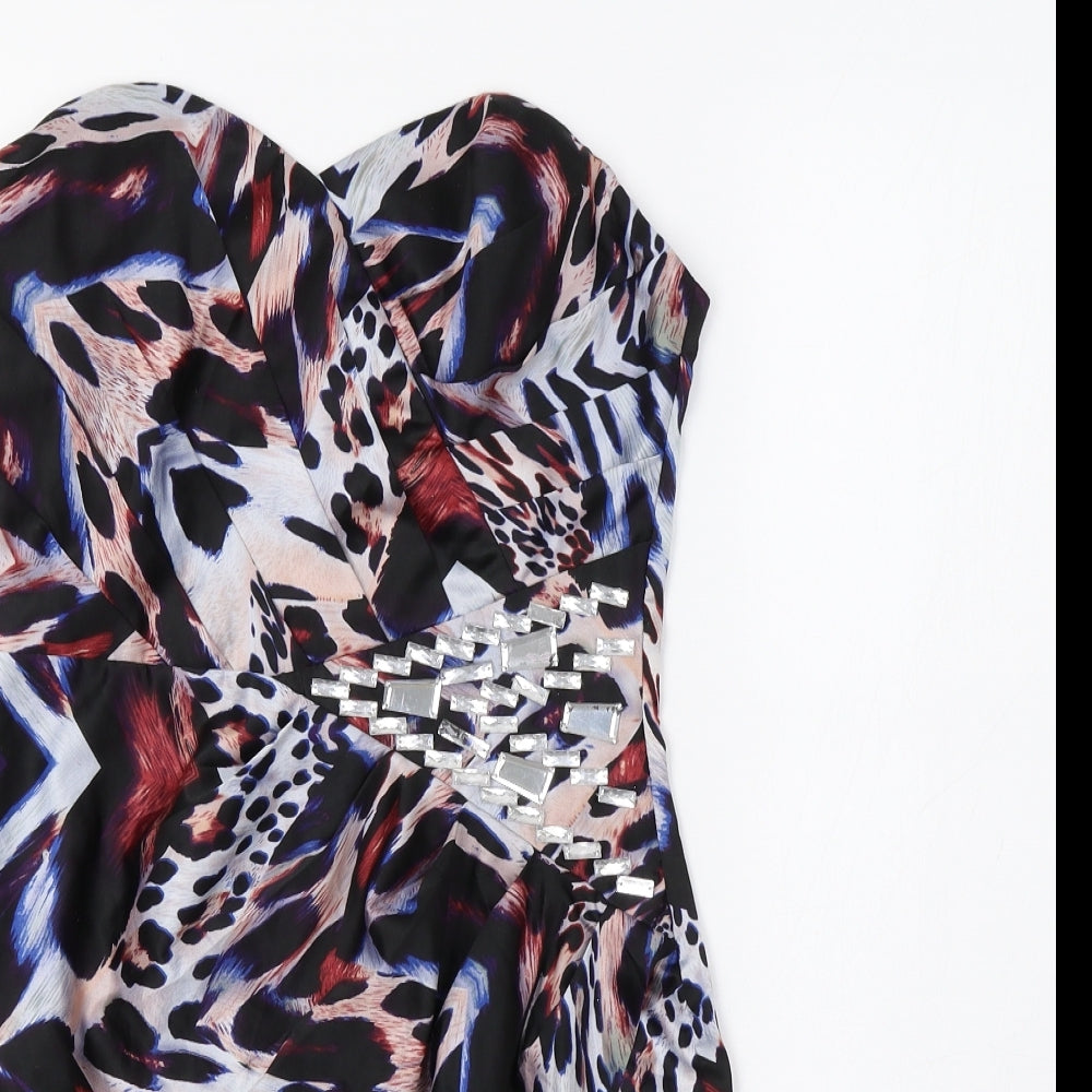 Lipsy Womens Multicoloured Animal Print  Mini  Size 10  - Embellished