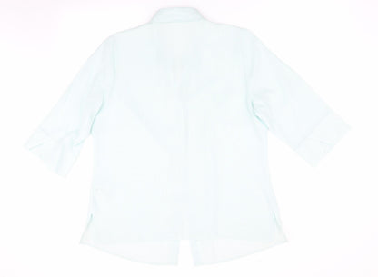 Marks & Spencer Womens Green Striped  Basic Button-Up Size 16  - Subtle shimmer effect Mint Green