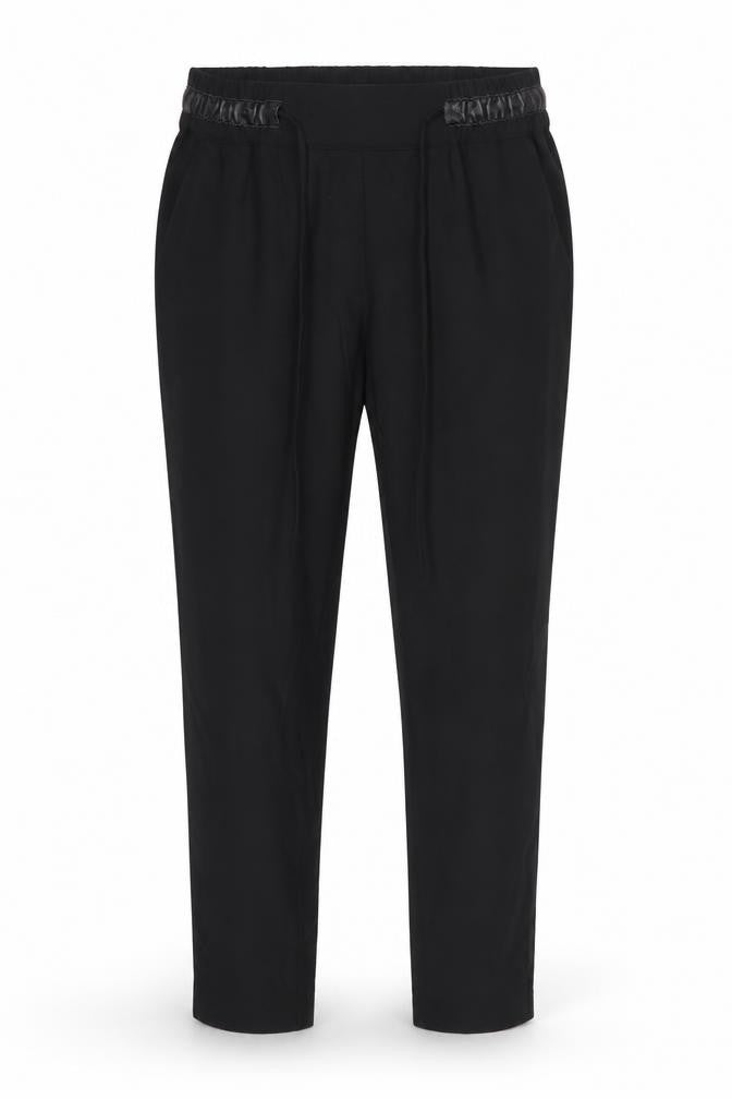 Zara Womens Black   Trousers  Size 6 L26 in - Faux Leather Trim