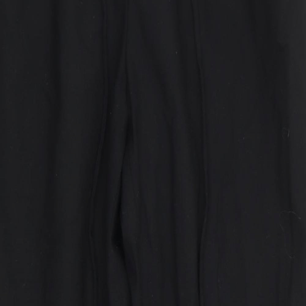 Zara Womens Black   Trousers  Size 6 L26 in - Faux Leather Trim