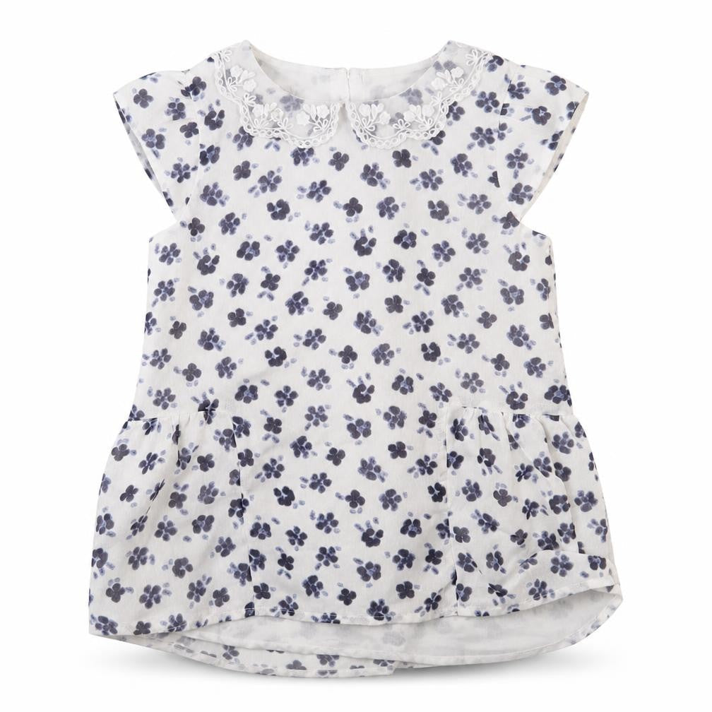 George Girls White Floral  Basic Blouse Size 8-9 Years